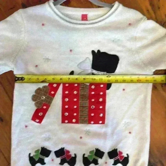 Christmas Holiday Dog in Present ugly sweat girls size large 12 - 14 - Picture 5 of 6